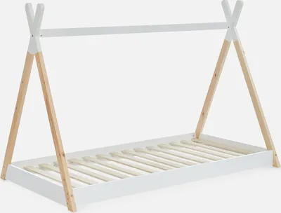 Immagine prodotto di Letto tenda per bambini 190cm pino naturale, base inclusa, Bianco