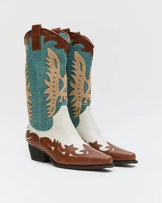 Produktbild von Cowboylaarzen Bruin Retro Wit