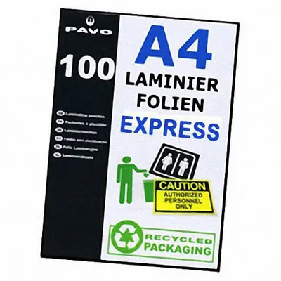 Produktbild von 100x PAVO EXPRESS-Laminierfolien A4 216 x 303mm 2x  75/80 mic