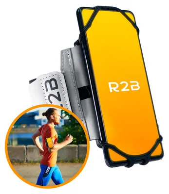Produktbild von R2B Handyhalterung joggen - bis 6,5 Zoll- Sportarmband - Handytasche arm - Handy halterung sport – reflektierend - Silber