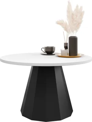 Produktbild von MIRJAN24 Couchtisch Elipse, Wohnzimmer Kaffeetisch, Beine und Seiten aus Stahl (Farbe: Schwarz / Arktisches Weiß)