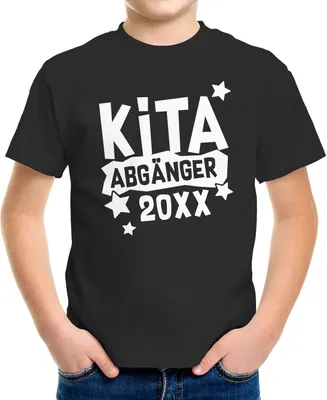 Produktbild von Kinder T-Shirt Jungen Kita personalisiert mit Jahreszahl Abschied Kindergarten Geschenk Schulanfang Moonworks® Jungs schwarz 122-128 (7-8 Jahre)