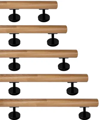 Produktbild von TIBU Eiche keilgezinkt Holz Handlauf Geländer 0,3m - 6m, Länge 60 cm und 2 Edelstahl Halter Schwarz