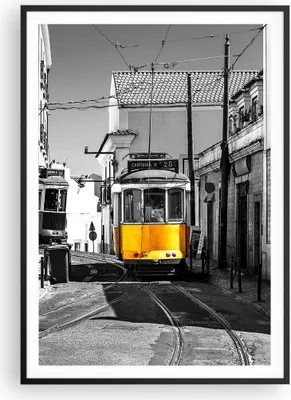 Produktbild von Gerahmtes Poster - Schwarzer Rahmen - Straßenbahn Portugal Lissabon - 70x100 cm - Wand Bild - Wanddeko - Wandbilder - Kunstposter - Wandposter - Bilderrahmen - Bilder - Kunstdruck - P2BPA70x100-4977