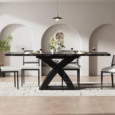 Imagen del producto de Mesa de comedor extensible, de 120 a 160 cm, de madera, color , con capacidad para hasta 6 personas, ideal para la cocina o el balcón