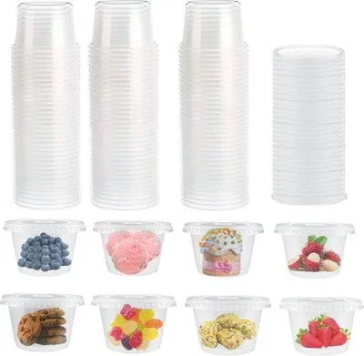 Immagine prodotto di 50 contenitori in plastica senza BPA da 200 ml per salse e intingoli