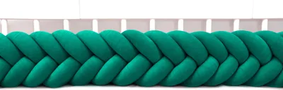Produktbild von Bettschlange 400 cm Smaragdgrün – geflochtene Bettumrandung fürs Babybett, Velours, Modell MAXIBRAID | Letino