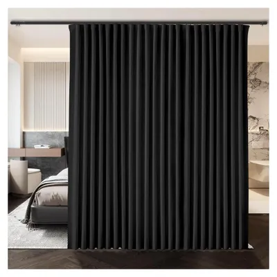Produktbild von Extra breite Verdunkelungsvorhänge, Raumteiler, schalldicht, bodenhoch für Deckenschiene oder Stange mit Haken, Privatsphäre Vorhänge für Wand- und Deckenmontage