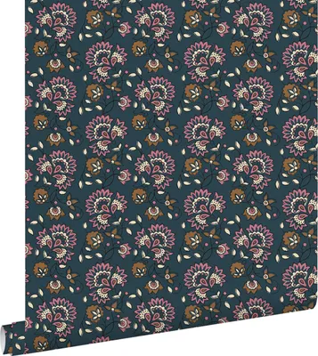 Immagine prodotto di ESTAhome carta da parati fiori retrò vintage blu scuro e viola 50 x 900 cm