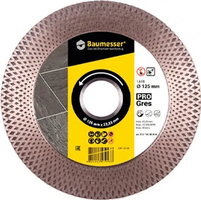 Obrázok produktu pre Diamantový rezný kotúč Baumesser PRO Gres 1A1R 125x2,0x8/20x22,23