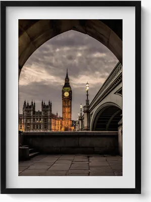 Produktbild von Blick auf Big Ben in London– Wandbild mit Rahmen – Gerahmtes Bild  – Wanddekoration – 50x70 cm –  Schwarz Rahmen