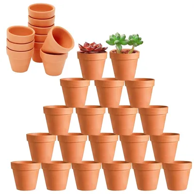 Imagen del producto de Omgoods - Juego de 40 macetas pequeñas de terracota con orificio de drenaje