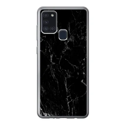 Produktbild von MuchoWow® Handyhülle Schutzhülle Hülle für Samsung Galaxy A21s Marmor - Schwarz - Naturstein Silikon Softcase Handy Hülle - Hartschale