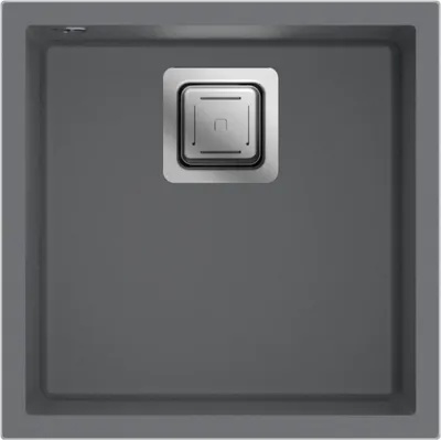 Produktbild von Granitspüle - Spülbecken - Küchenspüle - 44 x 44cm - Moonlight Grey - Einbauspüle - Kratzfest, Elegant, Platzsparend, mit Siphon, Qube 44