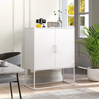Produktbild von Odikalo Sideboard Stahlschrank Kücheschrank Kommode Anrichte Schließfach Weiß