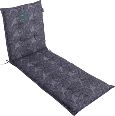 Produktbild von LILENO HOME Sonnenliege Auflage als [1er Set - Rollliege] in Blätter Anthrazit - Gartenliegen Auflage perfekt für Strandliege - Polster Auflage für Gartenliege (188x60x5cm)