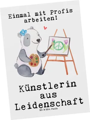 Produktbild von Mr. & Mrs. Panda Postkarte Künstlerin Leidenschaft - Weiß - Geschenk, Kunstschule, Fotokarte, Witzig, Grußkarte, Malerin, Ansichtskarte, Ansichtskarten, Spruch, Lustig