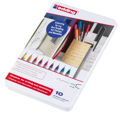 Image de edding 55 Fineliner assorti (boîte métallique de 10 pièces)