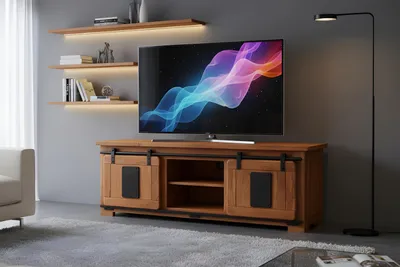 Produktbild von Lowboard TV-Board Akazie massiv nussbaumfarben 145 x 45 x 50 cm LIBRO