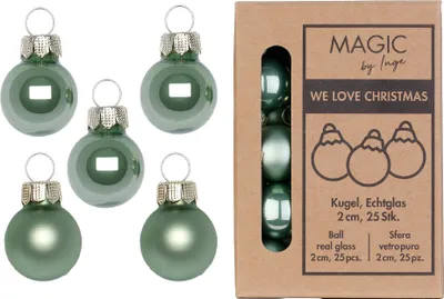 Produktbild von Weihnachtskugeln Glas 2cm 25 Stück - Mild Sage