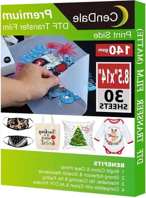 Image de Film de transfert DTF pour textiles - double face - 30 feuilles - 8,5 x 14 pouces - blanc