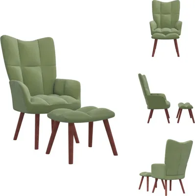 Image de vidaXL Fauteuil relax avec pouf vert clair velours - fauteuil