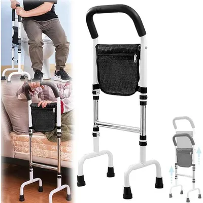 Produktbild von Aufstehhilfe, Aufstehhilfe Sofa, Bettgitter für Senioren mit Lagerung Tasche, 6 höhenverstellbare Stabile Stehhilfe Senioren - Tragfähigkeit 136 KG