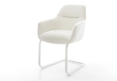 Produktbild von DELIFE Freischwinger Pejo-Flex Bouclé Soft Beige Freischwinger flach Weiß Taschenfederkern