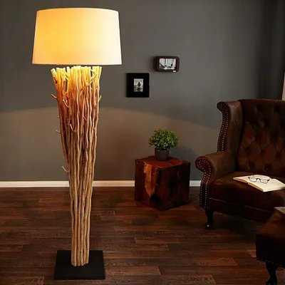 Produktbild von cagü: Unikat XL Stehlampe PENANG Weiß aus Treibholz handgefertigt 175cm Höhe
