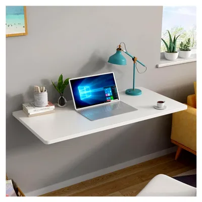 Produktbild von Wandklapptisch aus massivem Akazienholz, Baumkante, für Heimwerker, Arbeitsplatten, Tische und Fensterbretter – 80 x 50 x 1,6 cm – Weiß