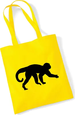 Produktbild von Huuraa Jutebeutel Affe Silhouette 10 Liter Yellow Baumwolle Tasche Geschenkidee