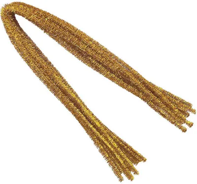 Produktbild von CHENILLEDRAHT Glitzer Pfeifenreiniger Plüsch Basteldraht, 60 cm/10 Stk. gold