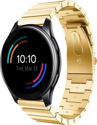Produktbild von Strap it - Metallarmband - Kompatibel mit OnePlus Watch Armband - Gliederarmband - Faltschließe - Ersatzarmband Hochwertiger Edelstahl - für Armband Gold