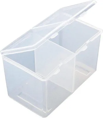 Immagine prodotto di Scatola organizer trasparente - Per ordinare piccoli oggetti - A due scomparti - 120 x 68 x 77 mm