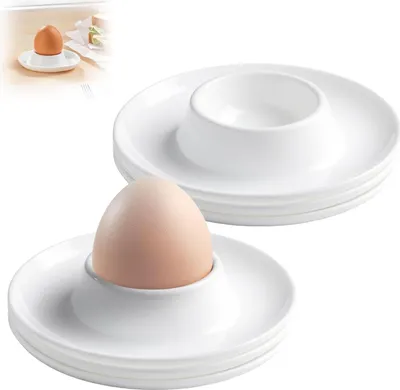 Produktbild von Erhöhter Eierhalter - Modernes Design - Set von 6 - Weiß - Glas