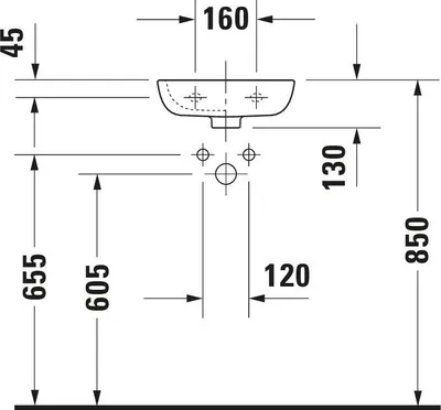 Produktbild von Duravit Handwaschbecken D-Code 36x27cm, m ÜL, HLB, we, Hahnloch rechts