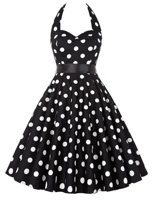Produktbild von Damenkleid der 50er Jahre - Vintage Cocktailkleid - Festkleid - Polka-Dots - Atmungsaktives Polyester - Verstellbarer Gürtel