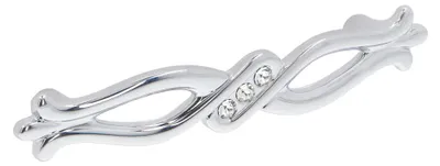 Imagen del producto de Manija para muebles de zamak y cristal. Distancia entre agujeros: 96 mm. Acabado: cromo pulido