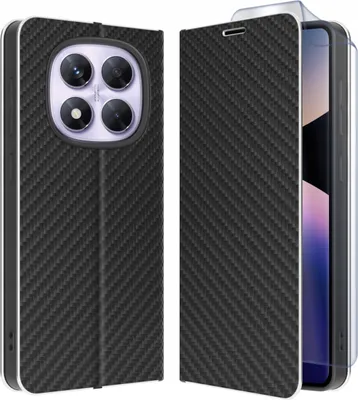 Image de Étui pour Xiaomi Redmi Note 14 Pro| Pro+ 5G | CARBON PORTEFEUILLE BOOK TOKRA + FILM PROTECTEUR
