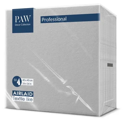 Obrázek produktu pro Ubrousky Premium airlaid, stříbrné, 1/4, 40 x 40 cm, 50 kusů.