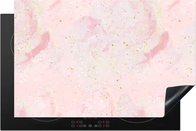 Produktbild von KitchenYeah© Herdabdeckplatte Marmor - Rosa - Glitter - Gold - Muster , 80x52cm, Küche Deko, Glaskeramikkochfeld Herdabdeckung, Abdeckplatte fùr Kochfeld