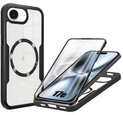 Image de Coque pour iPhone 17e, Protection Intégrale Bordure Renforcée avec Cercle Magnétique - Noir