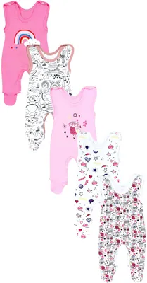 Produktbild von TupTam Baby Unisex Strampler mit Aufdruck Spruch 5er Pack, Farbe: Eule Comic Safaritiere Rosa, Größe: 50