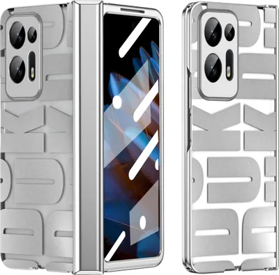 Produktbild von Hülle für Oppo Find N2 Hülle mit Displayschutz und Scharnierschutz, Galvanisierter Klar Schutzhülle Silber