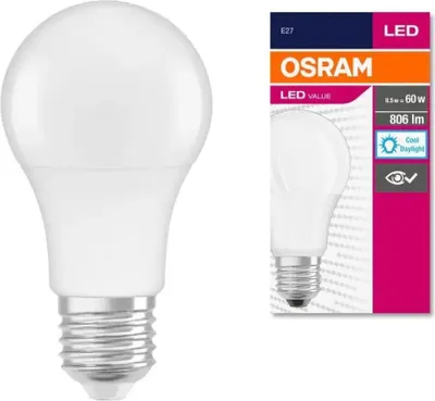Produktbild von Osram Parathom Value A60 E27 10W LED-Lampe, Birnenform, Sockel E27, 9,5 Watt, Neutralweiß, 6500 K,
