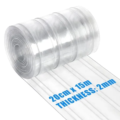 Obrázok produktu pre PVC záves – rolovaný záves na dvere, 15,2 m x 20 cm – priehľadný – pre chladiarenské a mraziace priestory – sklad, garáž, stájniská