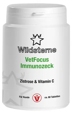 Produktbild von Wildsterne VetFocus Immunozeck für Hunde | Pflanzlich basierte Rezeptur | natürlicher Zeckenschutz | 180g