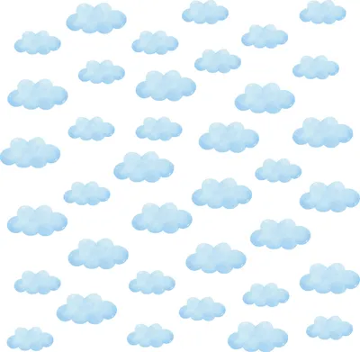 Produktbild von Muralo Wandaufkleber Set für Jungen Mädchen BLAUE WOLKEN Br. 120cm x Hö. 60cm - Wandstickers Set für Kinderzimmer