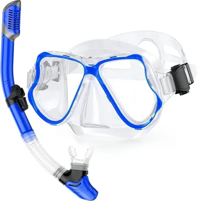 Produktbild von QcoQce Trocken Schnorchelset | Anti-Fog Tauchmaske | Panorama-Weitblick Schnorchel Set