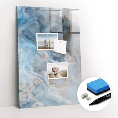 Produktbild von Magnetpinnwand Memoboard - Zubehörsatz - Schwarzer Marker + Schwamm + Magnete - 40 x 60 cm - Marmormuster